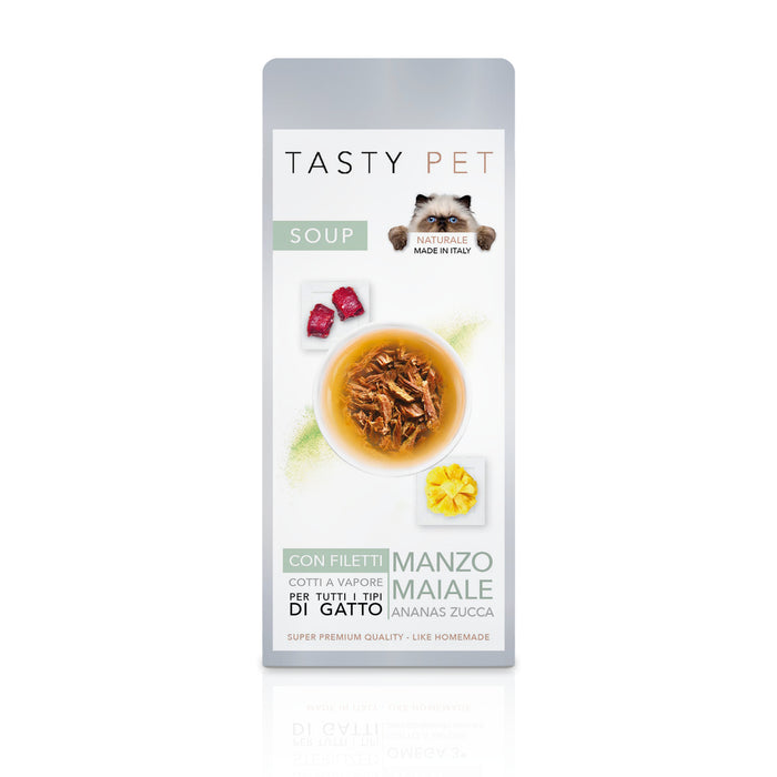 Tasty Pet Confezione di Alimento Complementare per Gatti - 3103 Soup di Manzo e Maiale