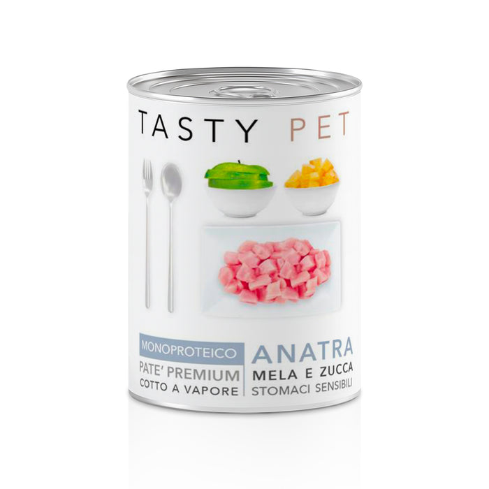 Tasty Pet Confezione di Alimento Completo Umido per Cani - 2304 Patè Monoproteico Anatra Mela e Zucca