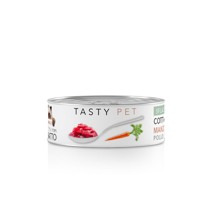Tasty Pet Confezione di Alimento Completo Umido per Gatti - 5103 Sfilacci Manzo e Carote