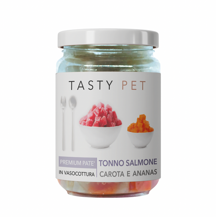 Tasty Pet Confezione di Alimento Completo Umido per Gatti - 4003 Pate' Premium Pesce Carota e Ananas